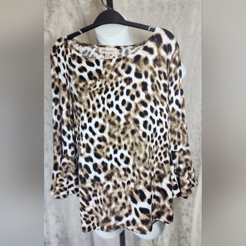 Philosophy Leopard Print Blouse in Brown and Black Nwot